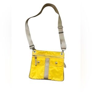 Franco Sarto Yellow Nylon Adjustable Crossbody Bag nautical coastal Crossbody